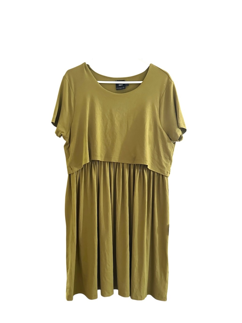 ASOS Maternity Olive Green Layered Smock Midi Dress Women’s US 12 NWOT